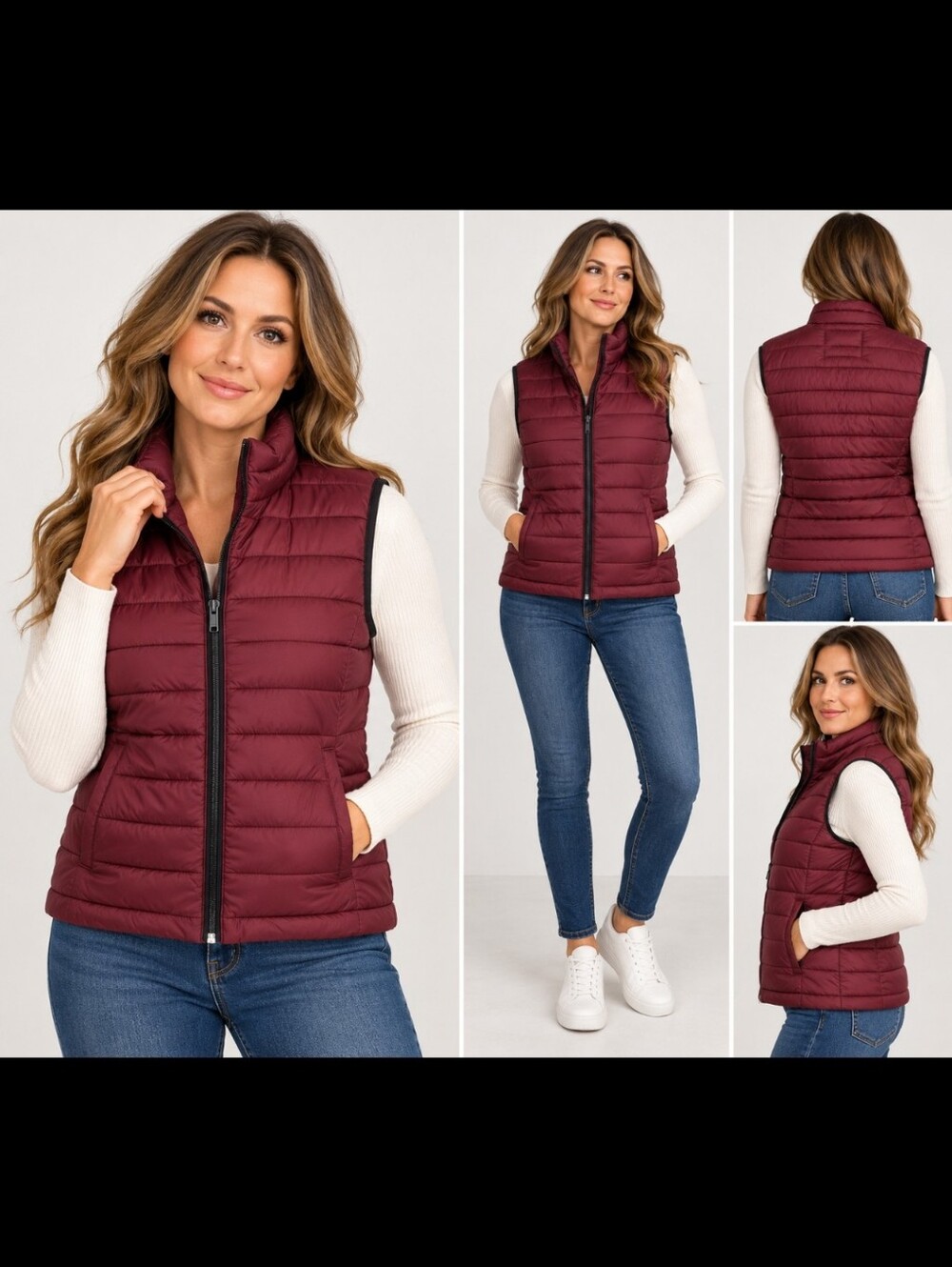 Aéropostale Burgundy Quilted Puffer Vest | Women's Medium